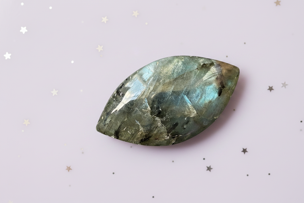 Labradorite Flash Pair - stone 7, pale purple stars
