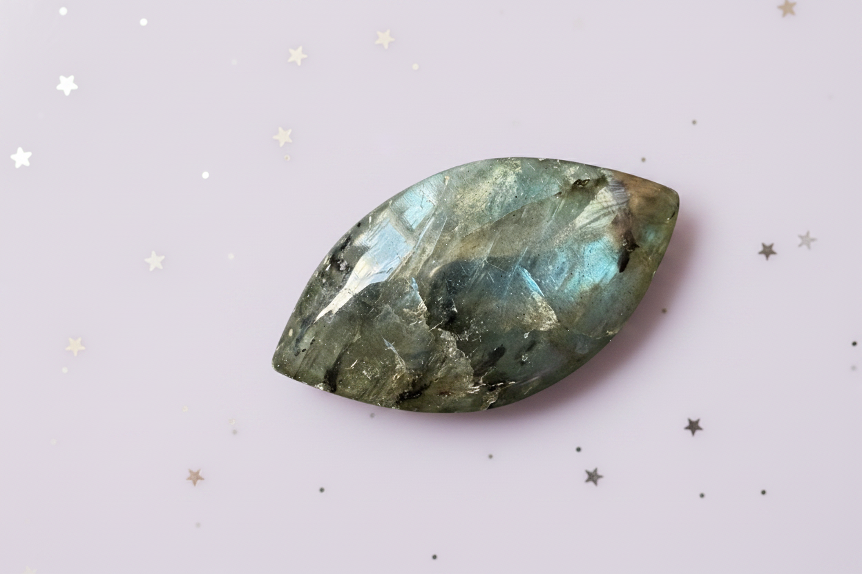 Labradorite Flash Pair - stone 7, pale purple stars