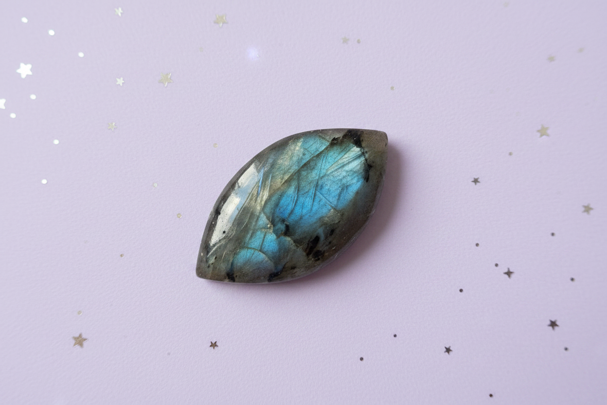Labradorite Flash Pair - stone 8, pale purple stars