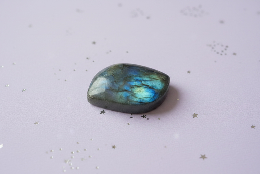 Labradorite Flash Pair - stone 9, pale purple stars