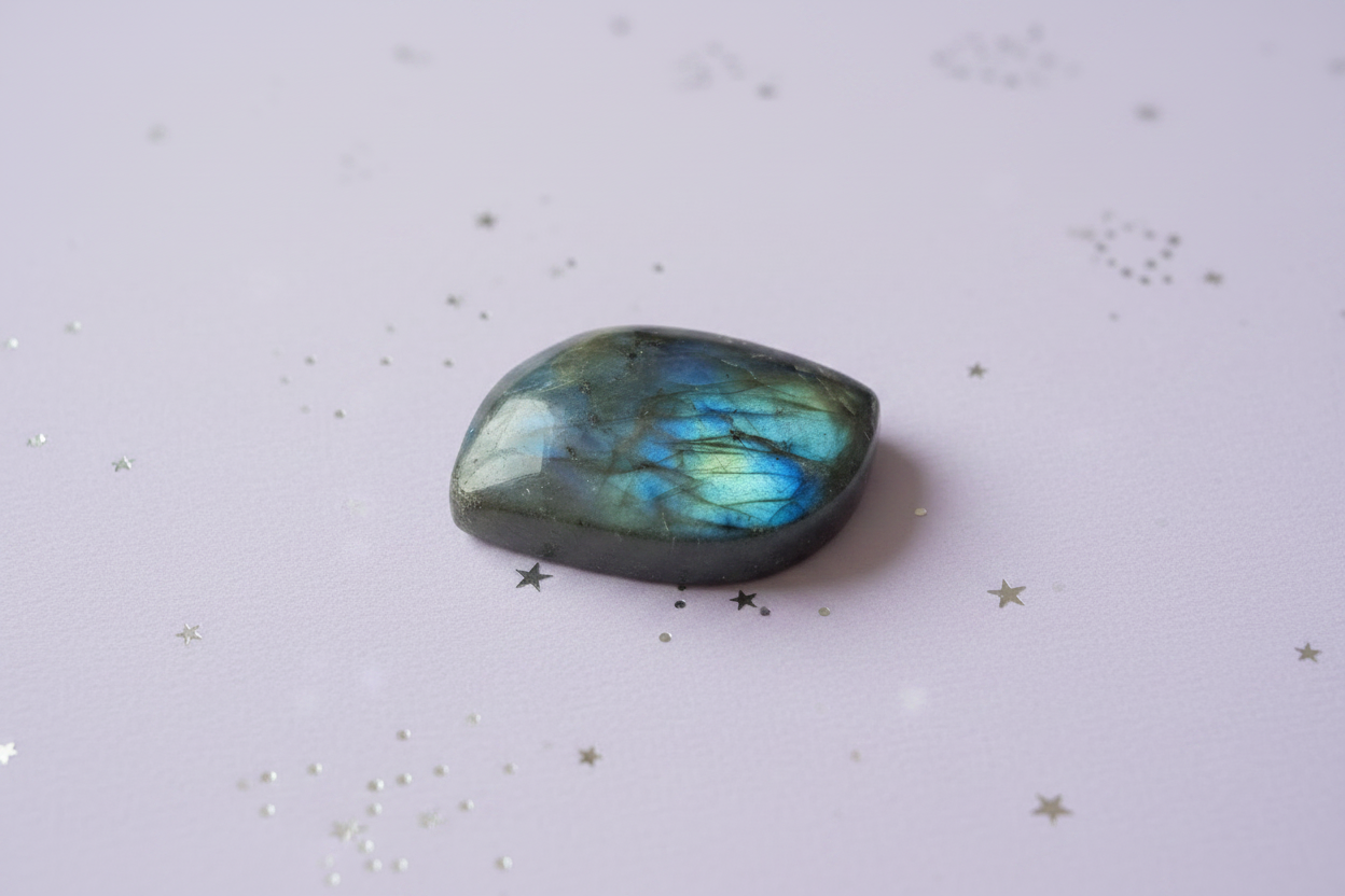 Labradorite Flash Pair - stone 9, pale purple stars