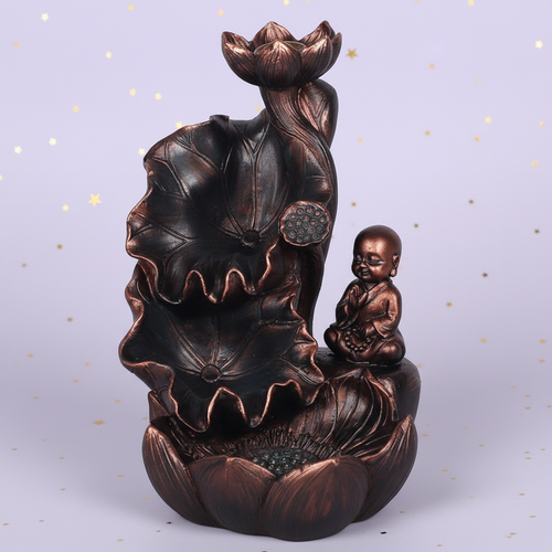 Little Monk Incense Burner — angle, gold stars