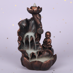 Little Monk Incense Burner — front, pale purple golden stars