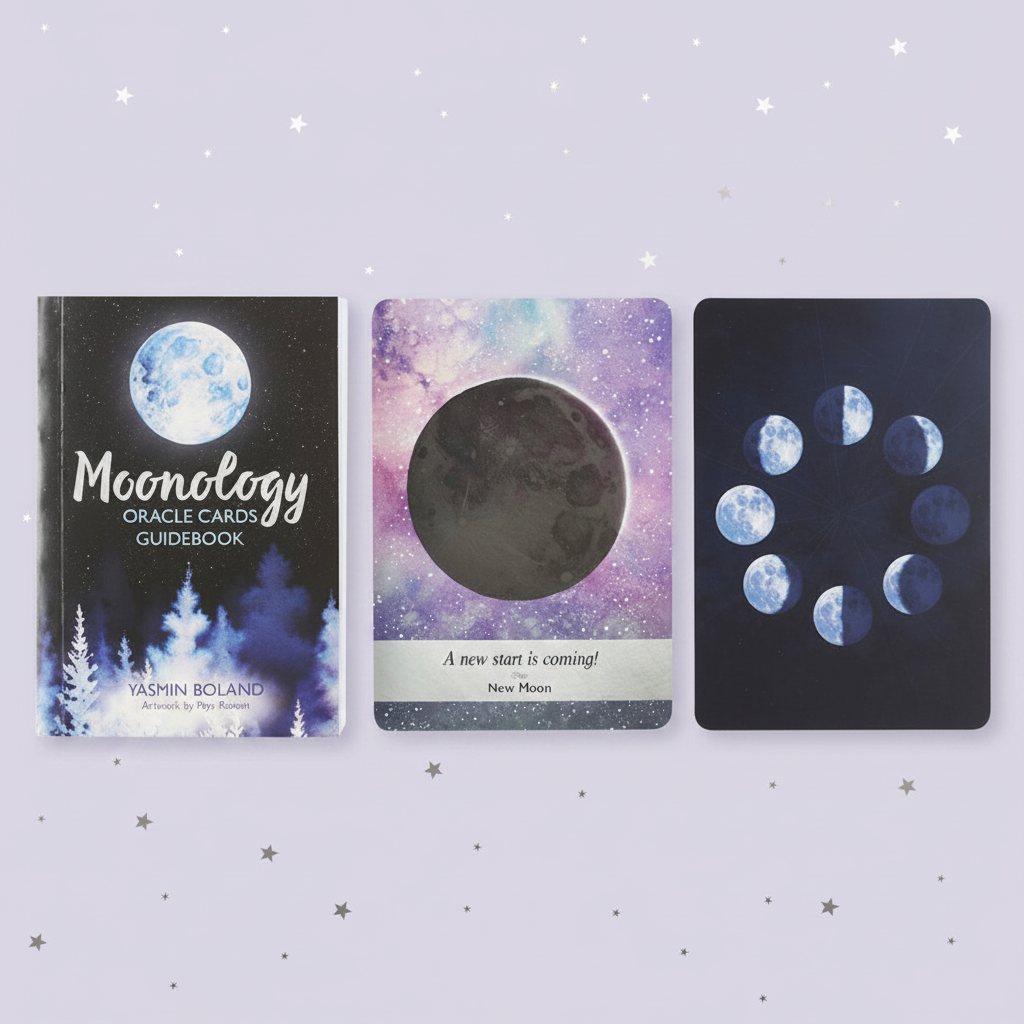 Moonology — guidebook and cards, silver stars