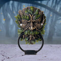 Green Man Door Knocker - lifestyle shot on marble surface with forest background