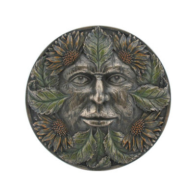 Green Man Wall Plaque - product shot on white background showing full detail