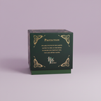 Protection Candle - back of box, lavender background