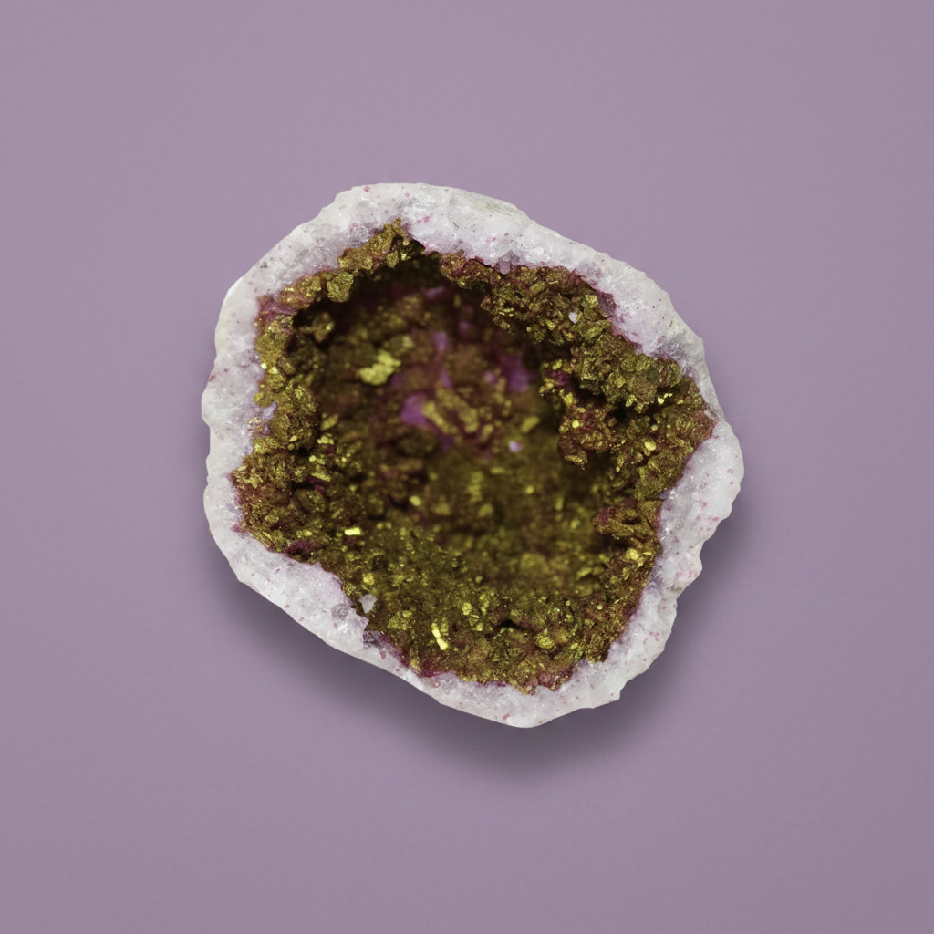 Purple Gold Geode - top down, purple background