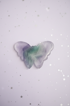 Rainbow Fluorite Butterfly - back view, pale purple stars
