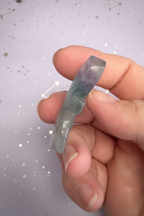 Rainbow Fluorite Butterfly - side profile, pale purple stars