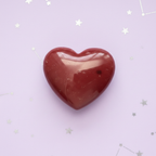 Red Jasper Heart - centred, pale purple stars