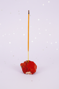 Red Jasper Incense Holder - pale purple stars
