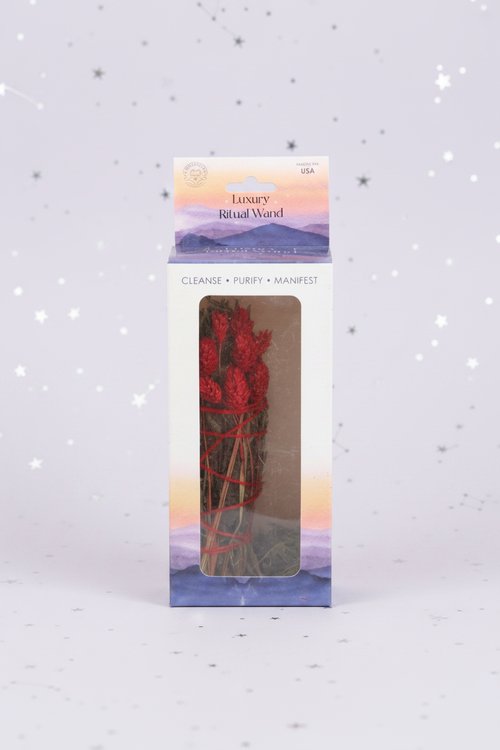 Ritual Wand - front in box, pale purple stars