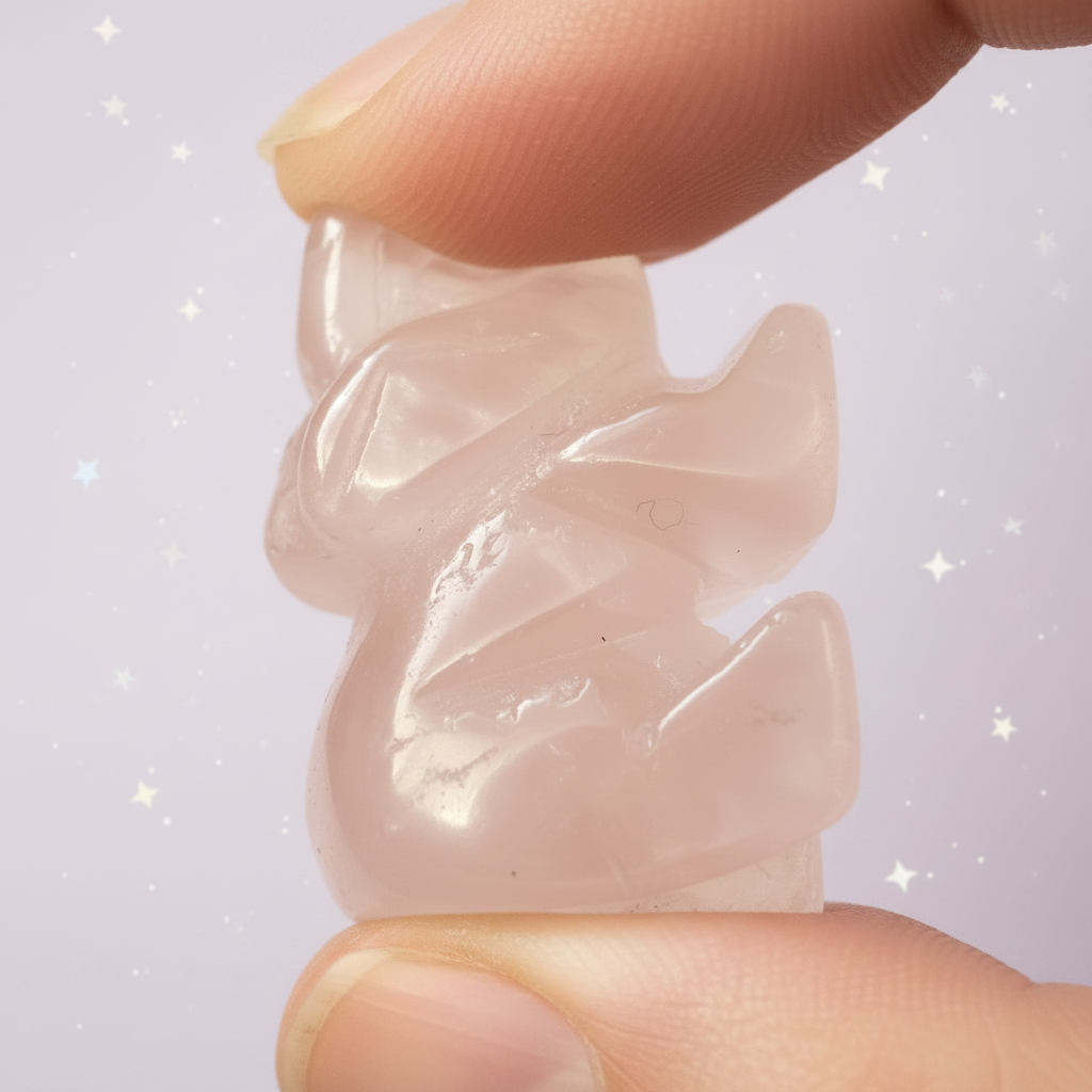 Rose Quartz Elephant - side profile pinched, pale purple stars