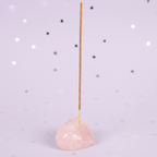 Rose Quartz Heart Incense Holder with stick — pale purple stars
