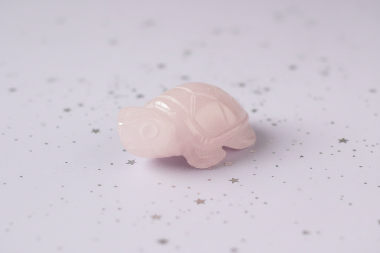 Rose Quartz Turtle - image 3, pale purple stars