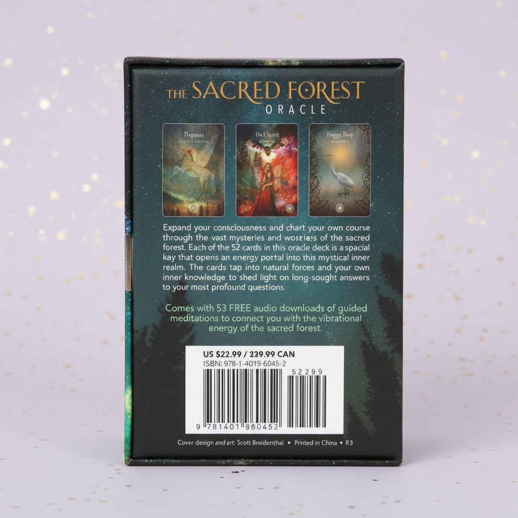 Sacred Forest Oracle — box back, gold stars