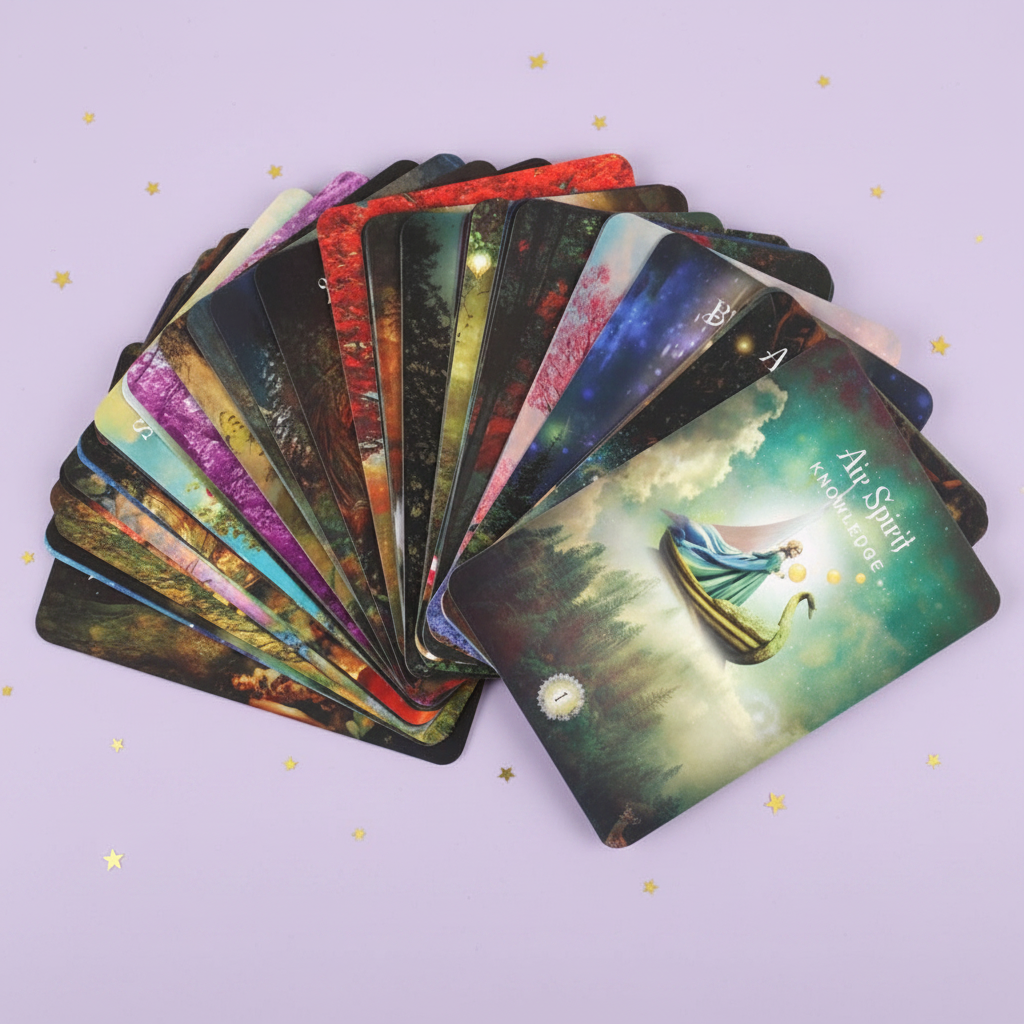 Sacred Forest Oracle — card fan, gold stars