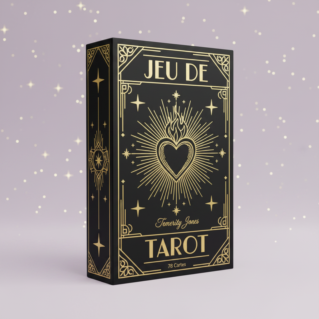 Sacred Heart Tarot — box angle, gold stars