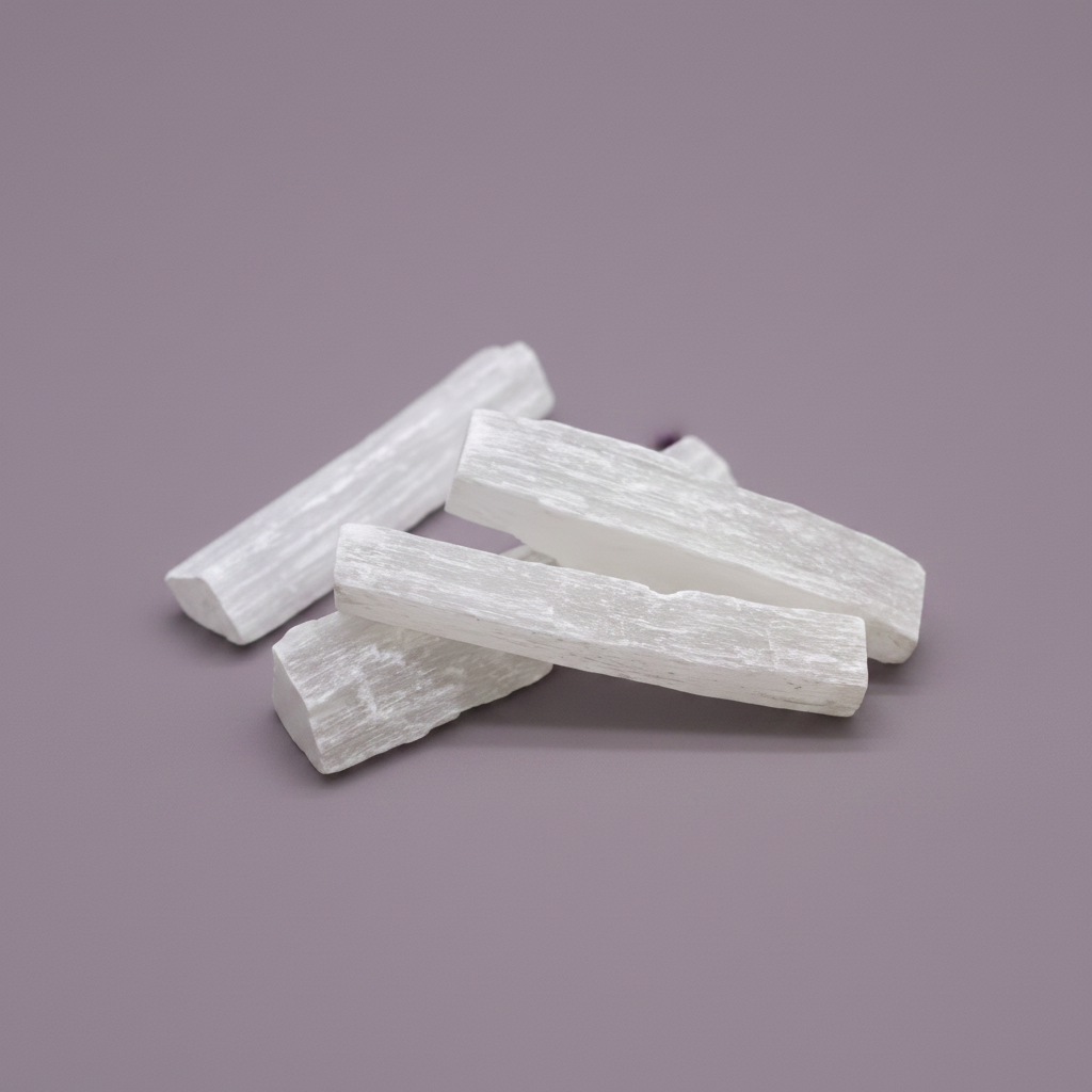 Selenite Stick - scattered, purple background