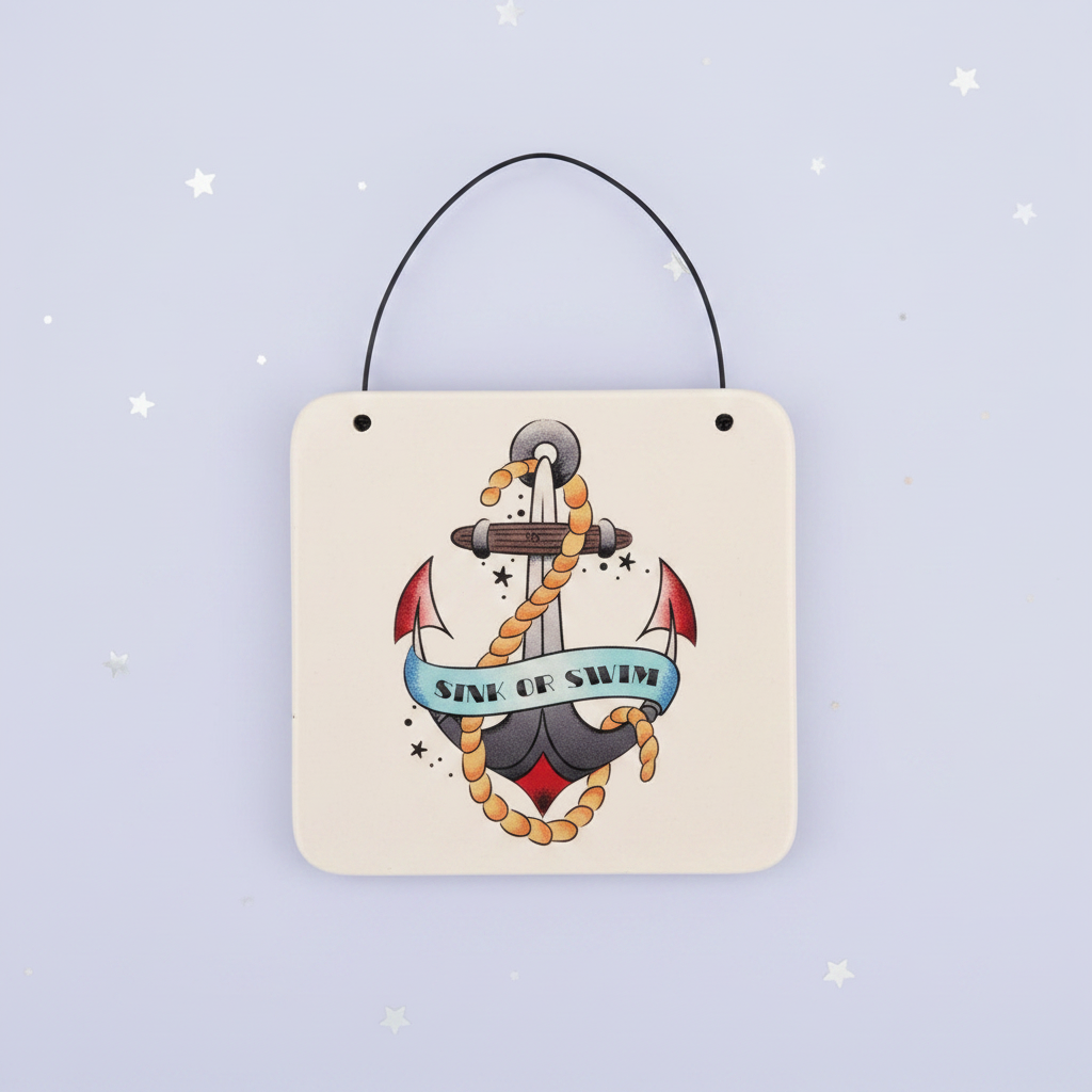 Sink or Swim plaque — pale purple stars