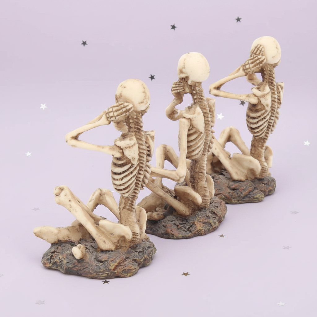 Skeletons — side angle, silver stars