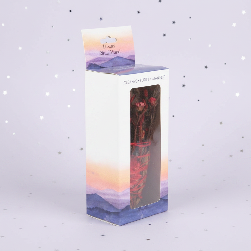Smudge Stick Box — Side angle on pale purple stars