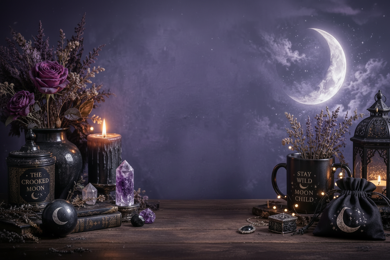 The Crooked Moon - Wide Hero Banner with Moon