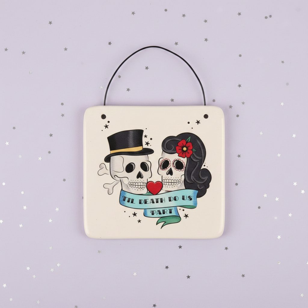 Til Death Do Us Part plaque — pale purple stars