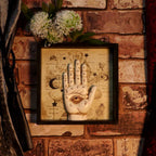 Palmistry Hand Shadow Box - front view on white background showing full plaque