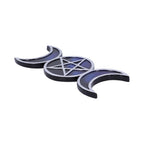 Triple Moon Pentagram Incense Holder - three-quarter view showing full triple moon shape