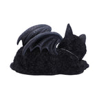 Sleeping Vampire Black Cat Bat Wings Figurine - rear view showing full bat wing spread