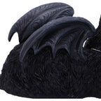 Sleeping Vampire Black Cat Bat Wings Figurine - close up of bat wing talon and membrane detail