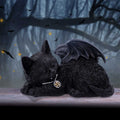 Sleeping Vampire Black Cat Bat Wings Figurine - moody enchanted forest lifestyle shot