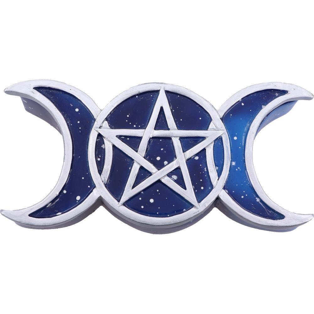 Triple Moon Pentagram Trinket Box - lifestyle shot closed on stone surface