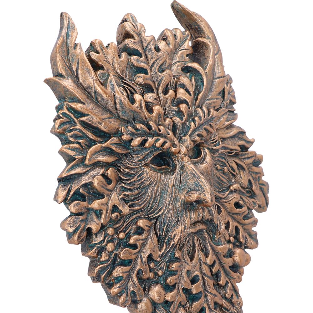 Green Man wall plaque close-up detail of leaf work