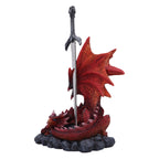 Red dragon sword figurine front view showing full sculpt