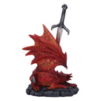 Red dragon figurine rear view showing wing and scale detail