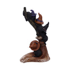 Witch cats broomstick figurine front view with pentagram charm