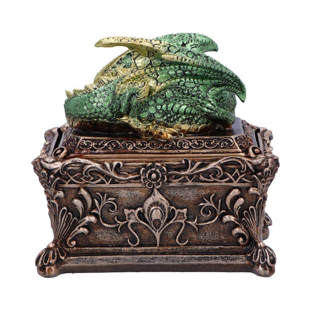 Green dragon trinket box side angle view