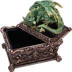 Green dragon trinket box styled on cracked stone surface