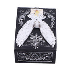 White owl trinket box three-quarter angle view