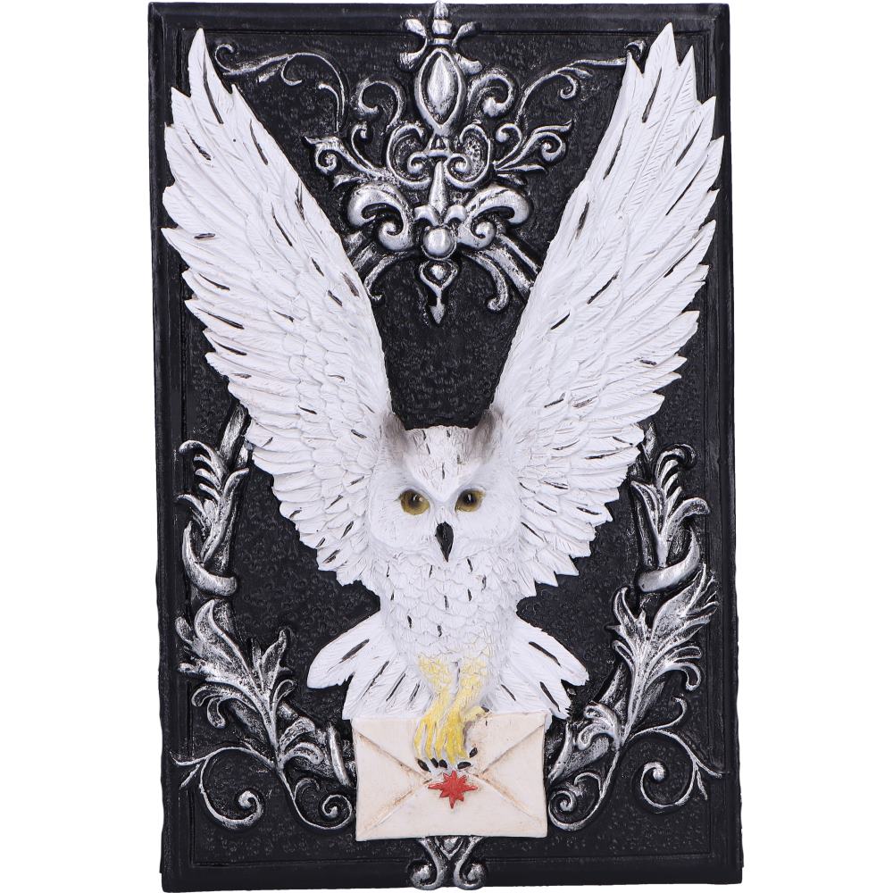 White owl trinket box open showing plain black interior