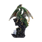 Green dragon with eggs figurine front view wings spread