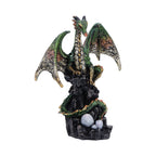 Green dragon with eggs figurine front face and wing detail