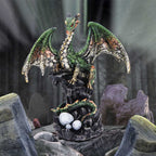 Green dragon with eggs figurine side angle view
