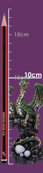Size guide showing green dragon figurine is 10cm tall