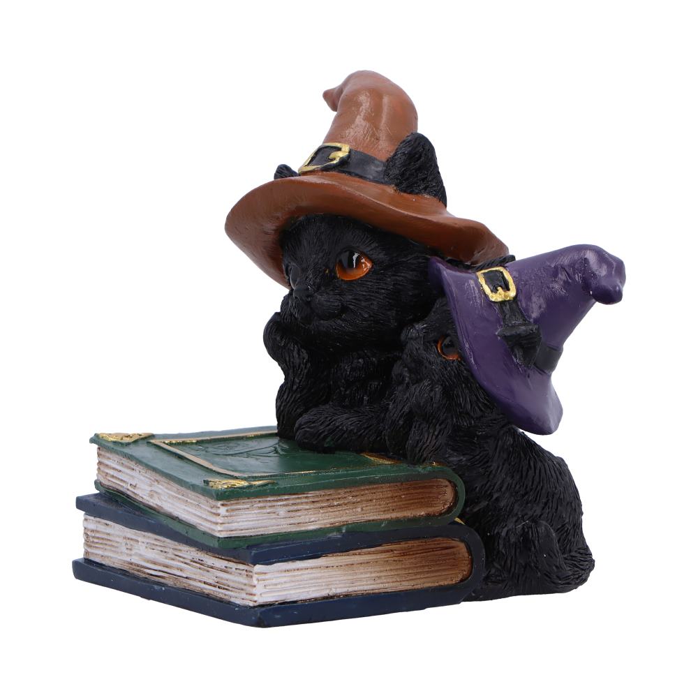 Witch kittens spell books figurine front view showing both kittens