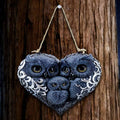 Owl family heart wall hanging full front view on white background