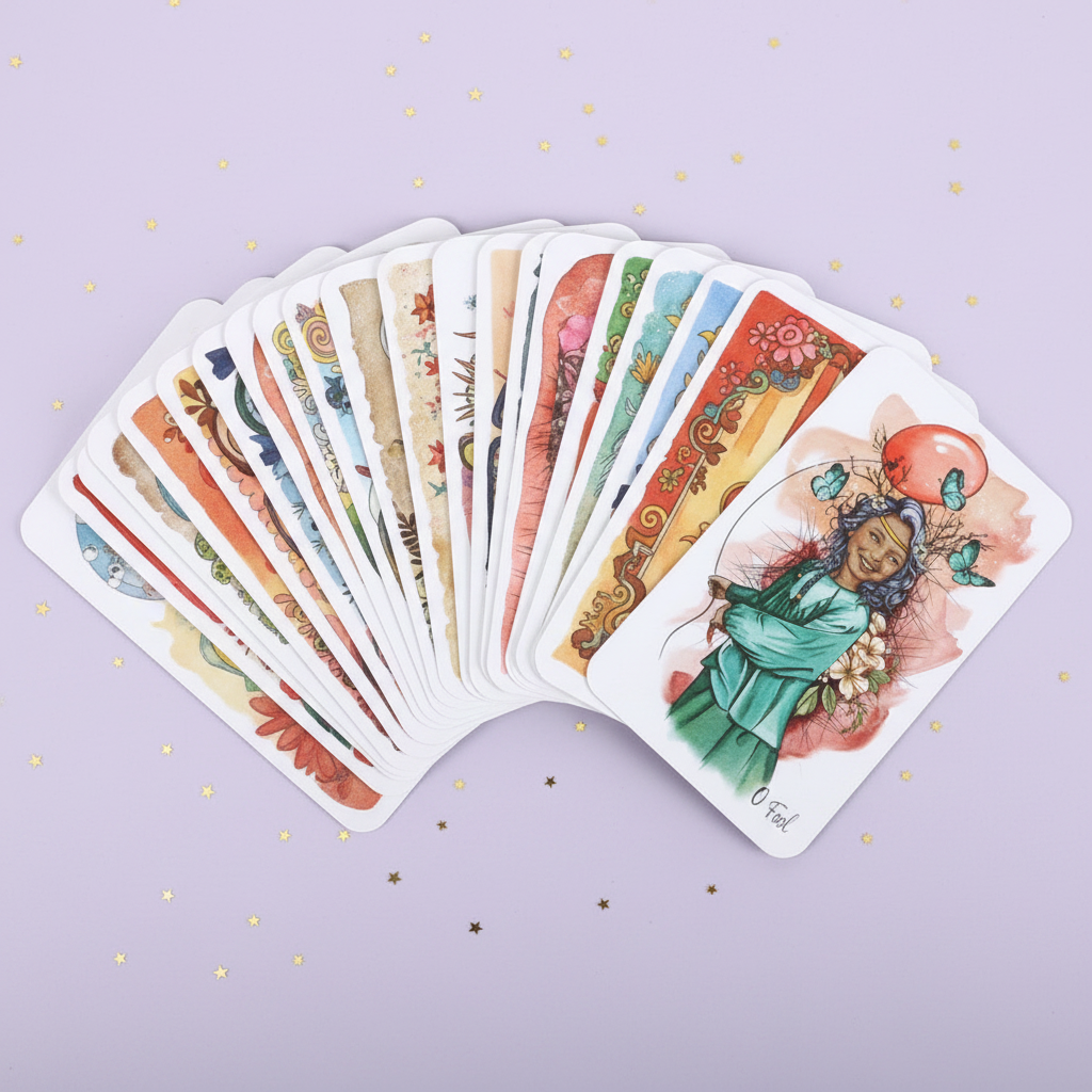 Unfolding Path Tarot — card fan, gold stars